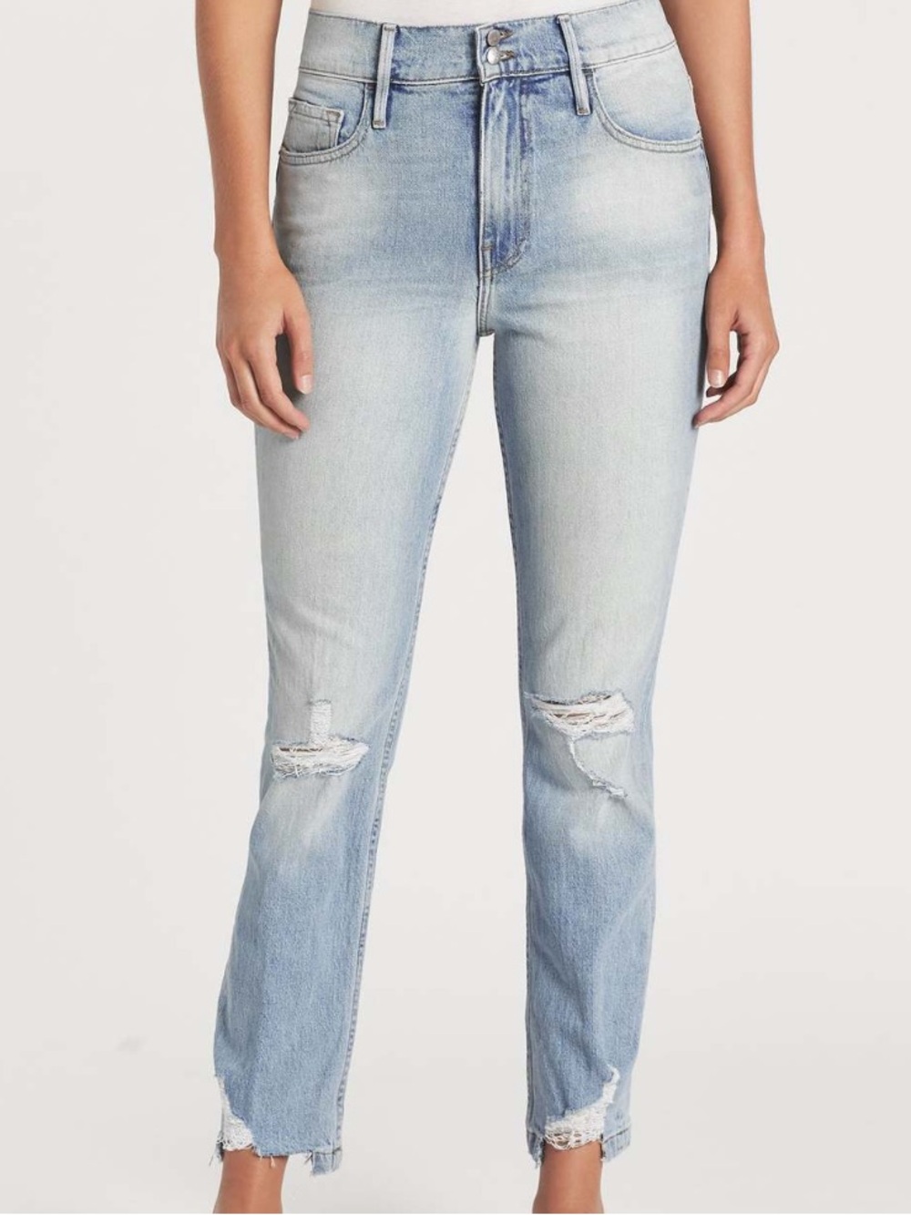 Frame denim heritage Le sylvie slender straight blue jeans distressed size 26
